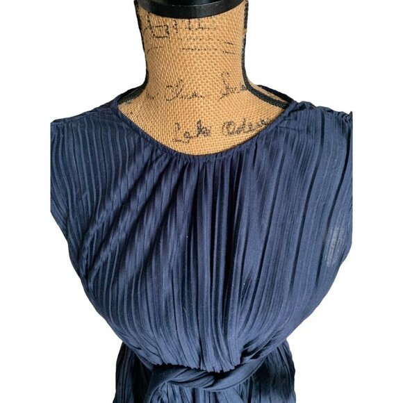 ๐ 2/$20 ๐ Navy Blue Rope Picnic French sz 40 (sz 8) Blouse with Tie - Picture 2 of 5